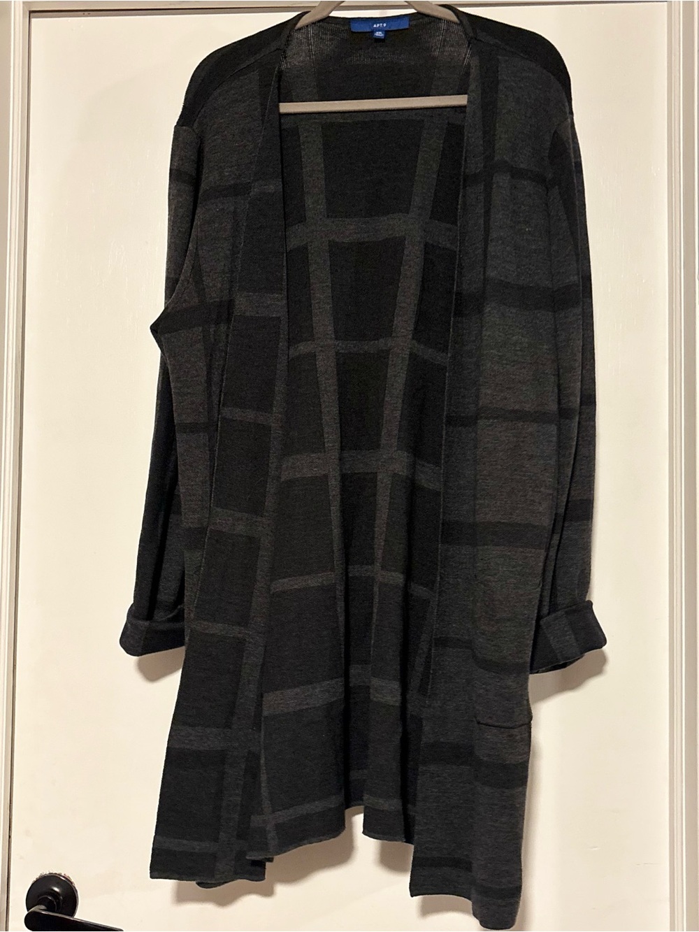 ⭐️Apt. 9 Black & Charcoal Windowpane Open Cardigan